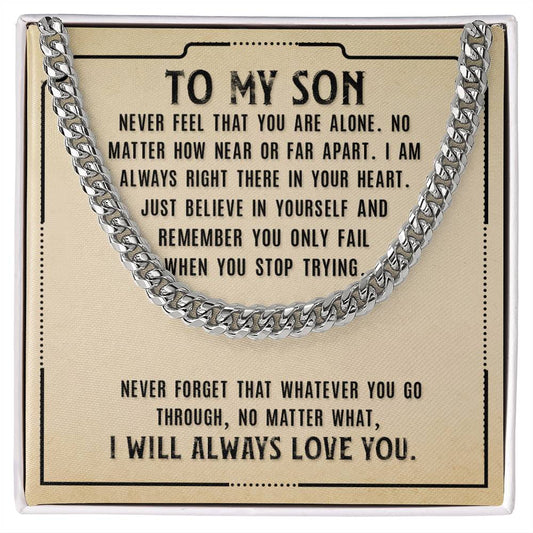 Cuban Link Necklace with Son message box