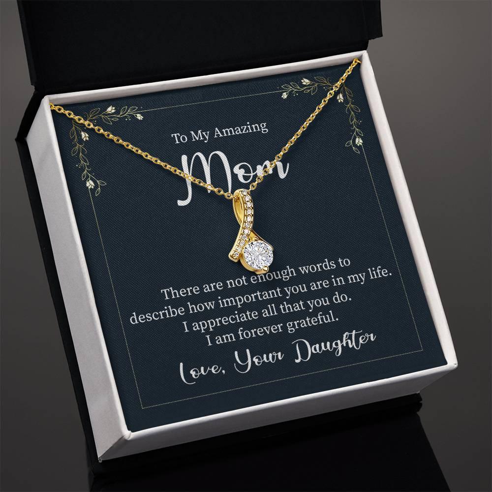 Alluring Beauty Necklace with Message Box to Mom from Daughter