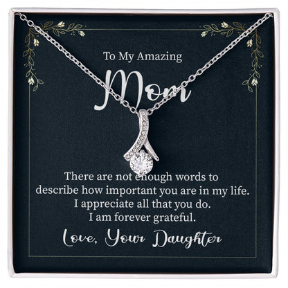 Alluring Beauty Necklace with Message Box to Mom from Daughter