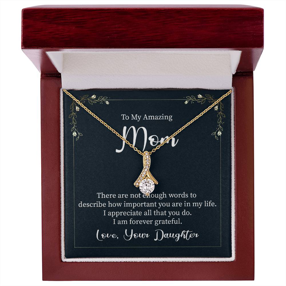 Alluring Beauty Necklace with Message Box to Mom from Daughter