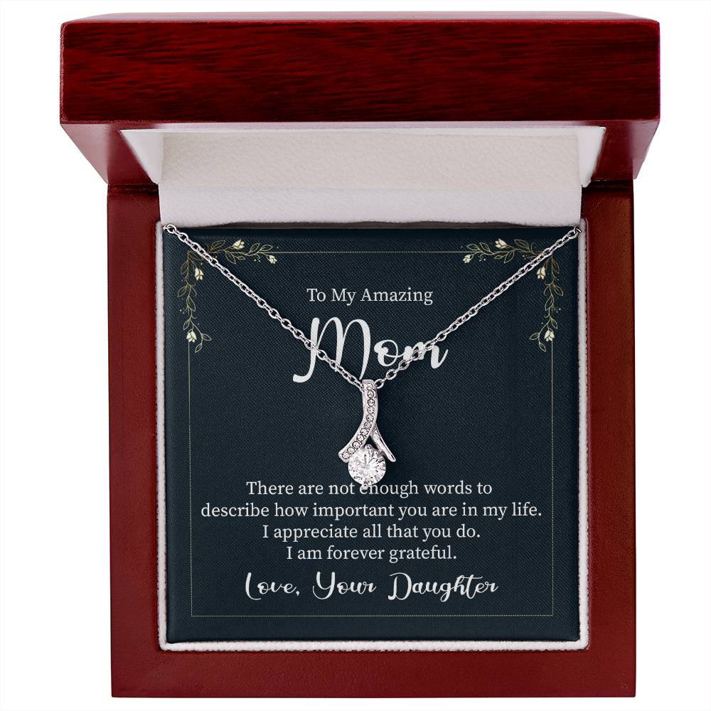 Alluring Beauty Necklace with Message Box to Mom from Daughter