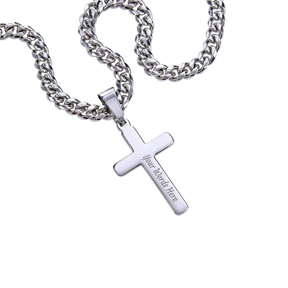 Collar Cruz de Acero con mensaje especial Cuadro mensaje Esposo