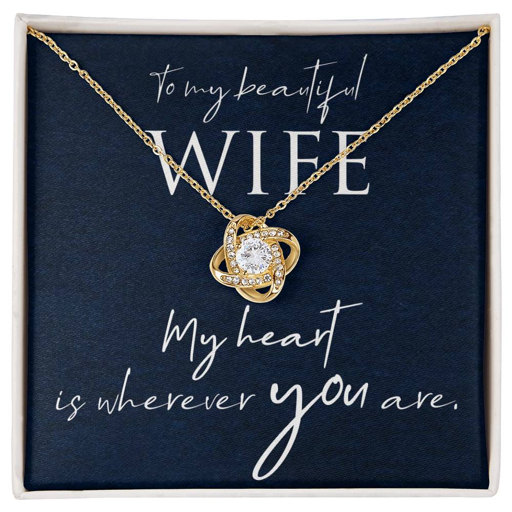 Collar de nudo de amor con cuadro de mensaje para esposa