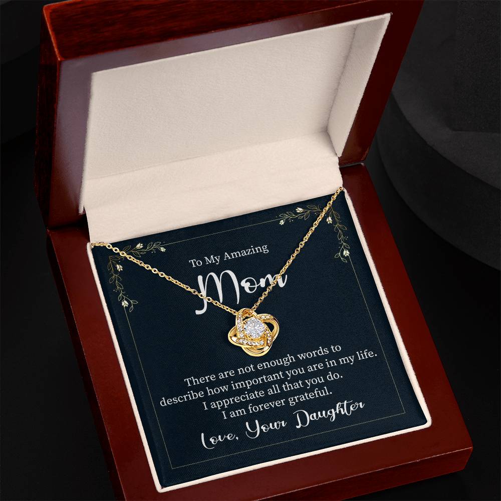 Love Knot Necklace with Message Box to Mom from Daughter