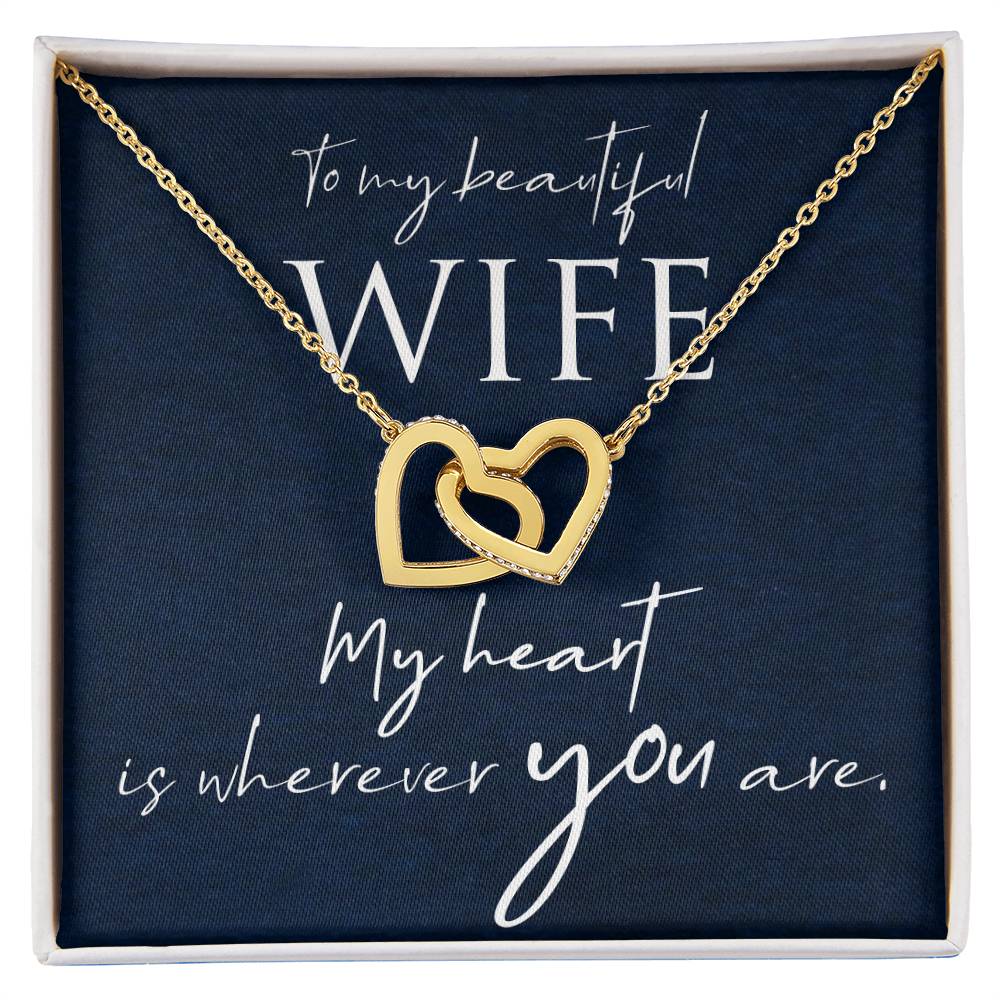 Interlocking Hearts Necklace with Message Box to Wife
