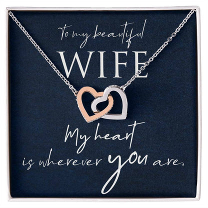 Interlocking Hearts Necklace with Message Box to Wife