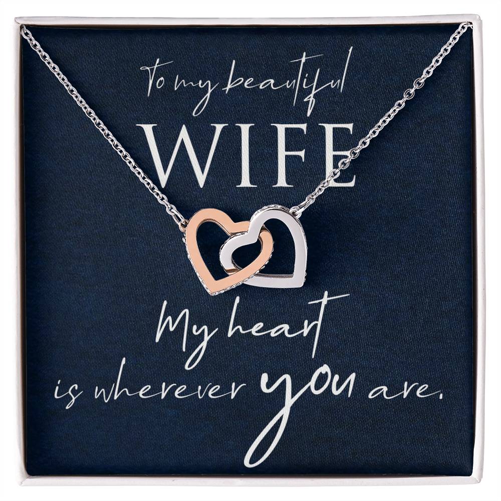 Interlocking Hearts Necklace with Message Box to Wife