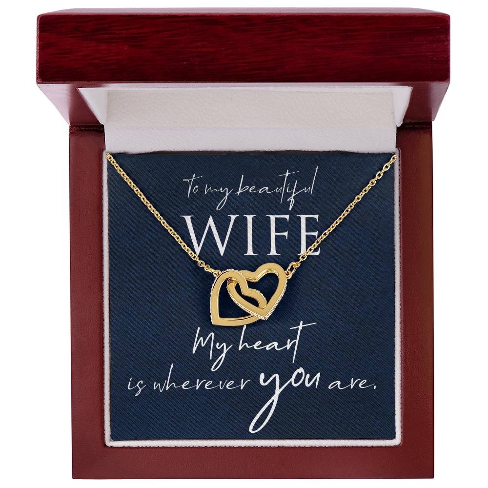 Interlocking Hearts Necklace with Message Box to Wife