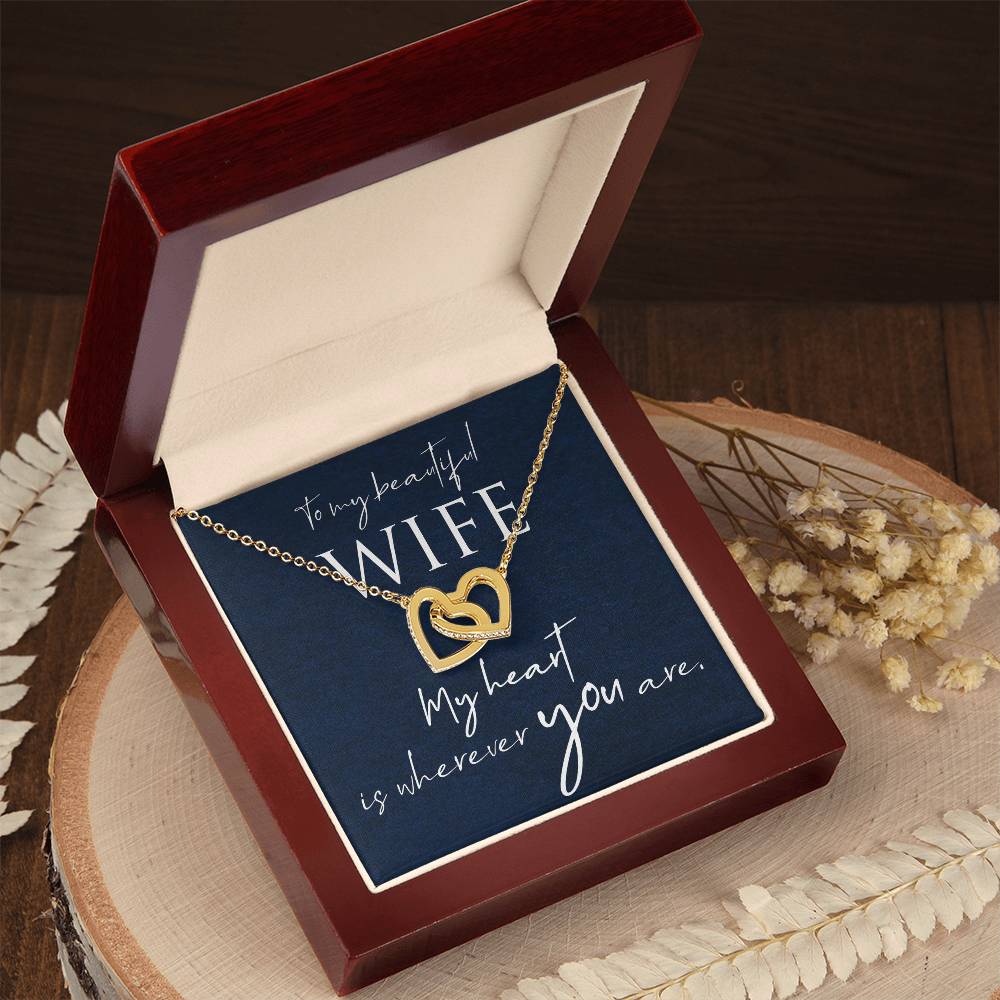 Interlocking Hearts Necklace with Message Box to Wife