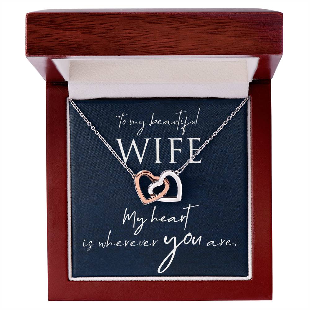 Interlocking Hearts Necklace with Message Box to Wife