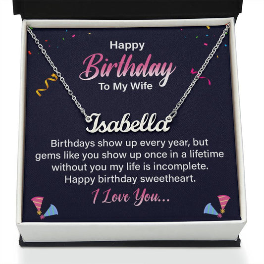 Collar con nombre - Cuadro de mensaje de feliz cumpleaños para esposa