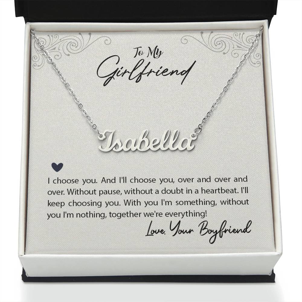 Name Necklace with Girlfriend message Box