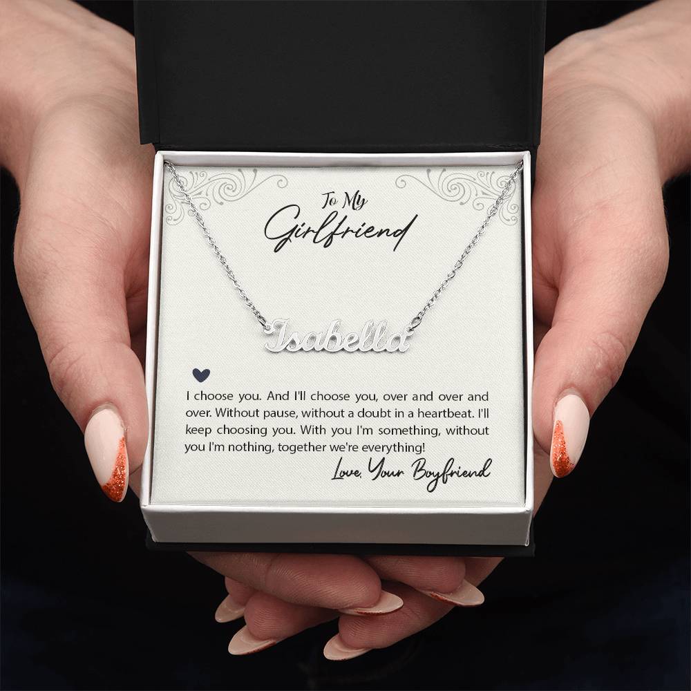 Name Necklace with Girlfriend message Box