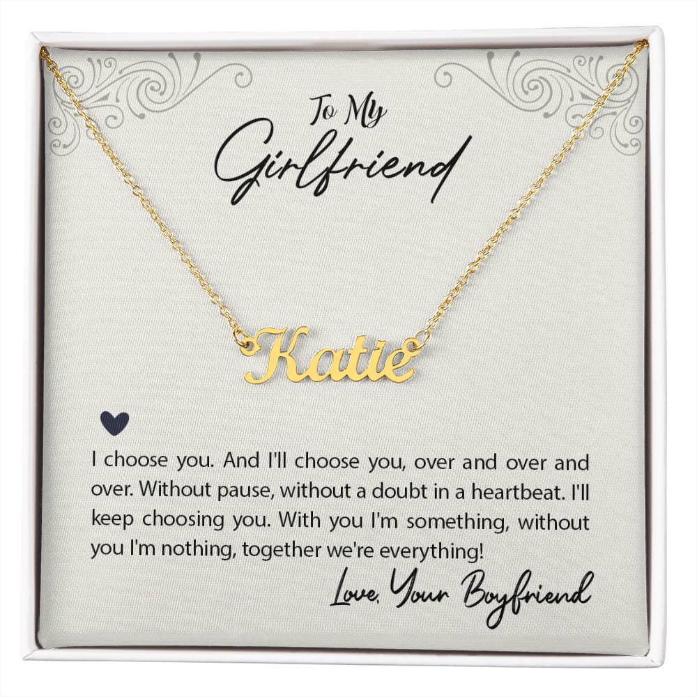 Name Necklace with Girlfriend message Box