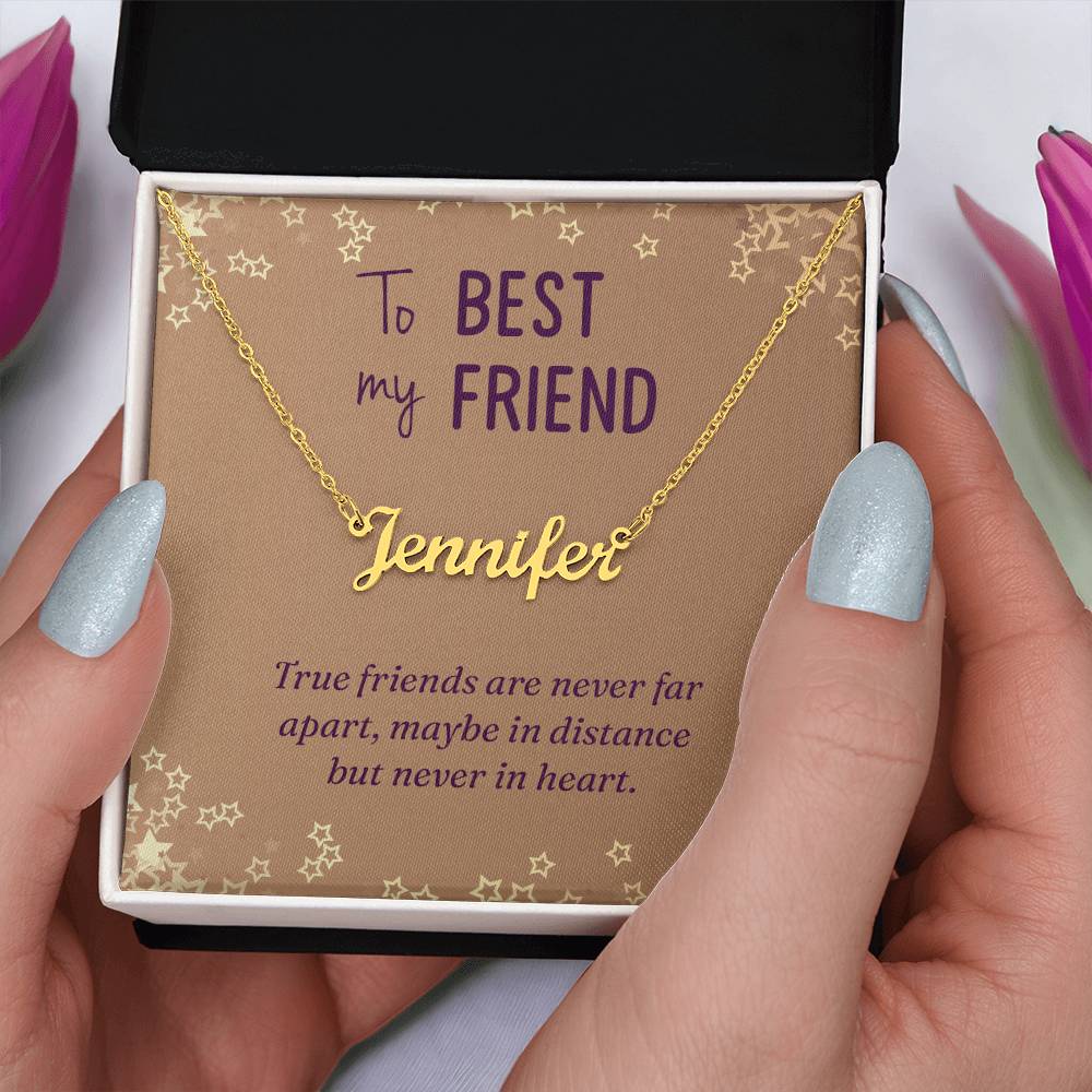 Name Necklace with Best Friend Message Box