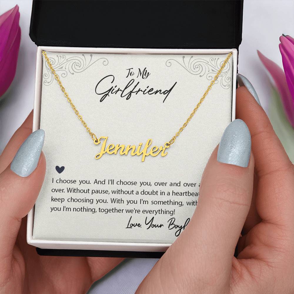 Name Necklace with Girlfriend message Box