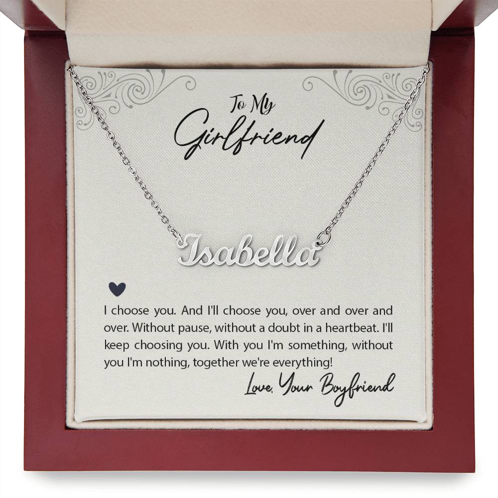 Name Necklace with Girlfriend message Box