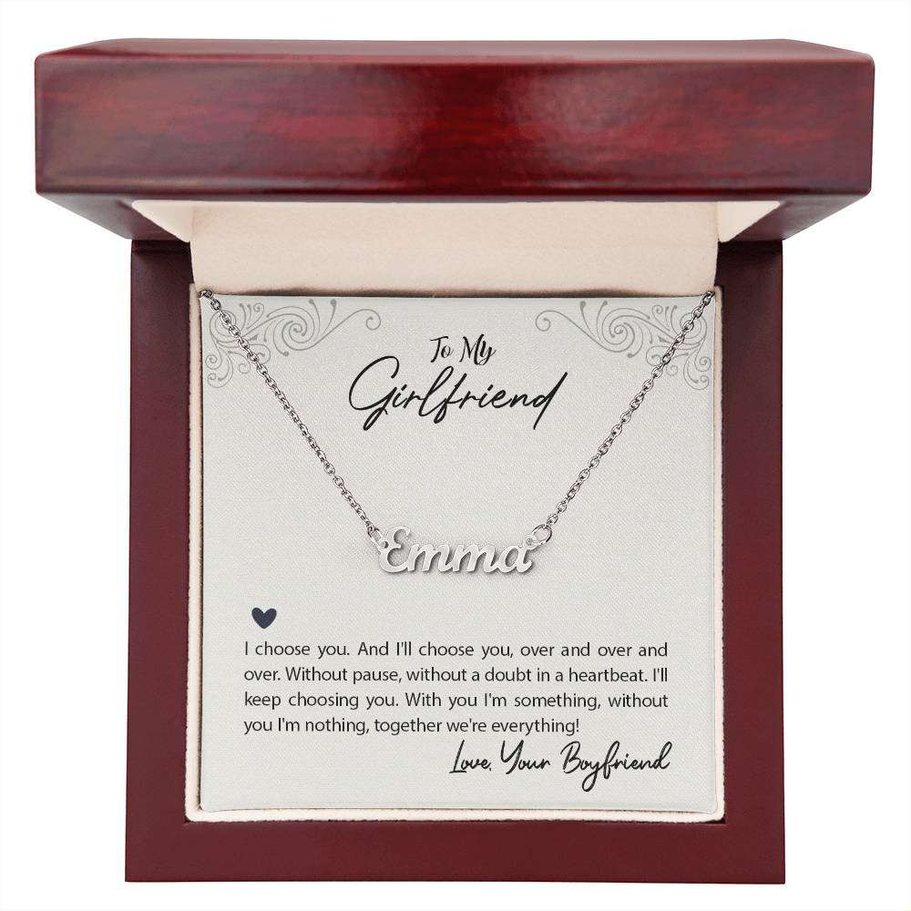 Name Necklace with Girlfriend message Box
