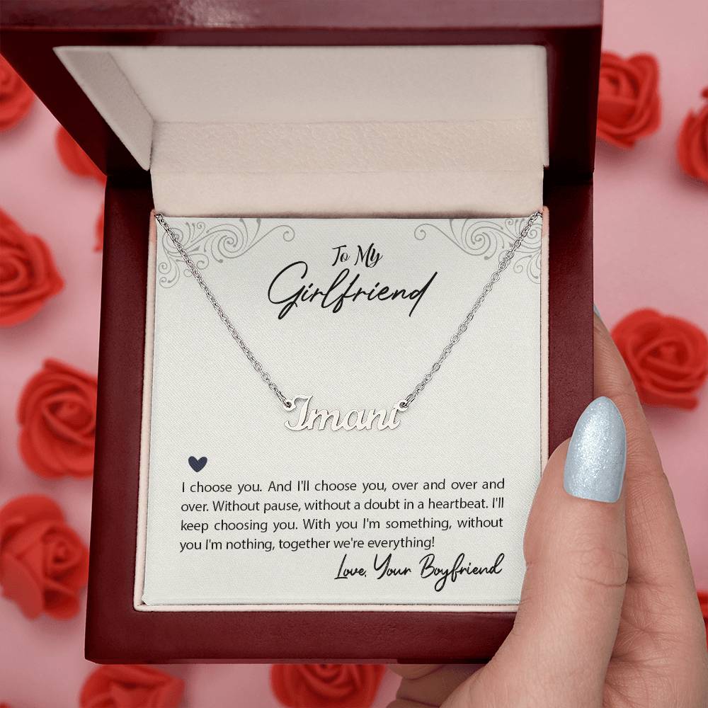 Name Necklace with Girlfriend message Box
