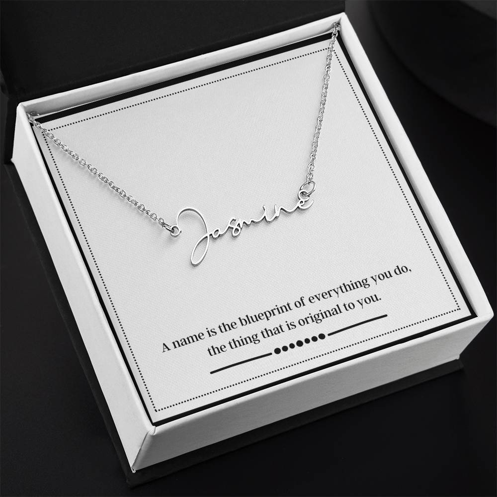 Signature Name Necklace with custom blueprint name message box