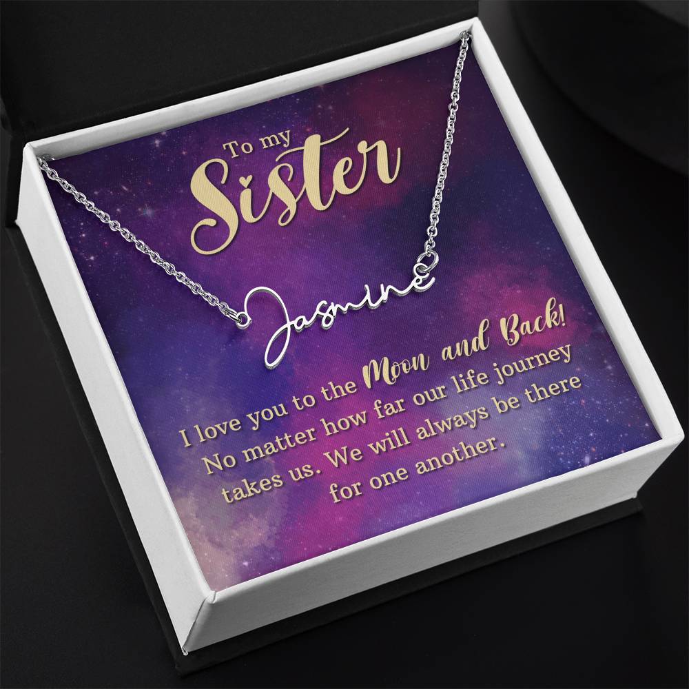Collar con nombre de guión - Cuadro de mensaje para hermana