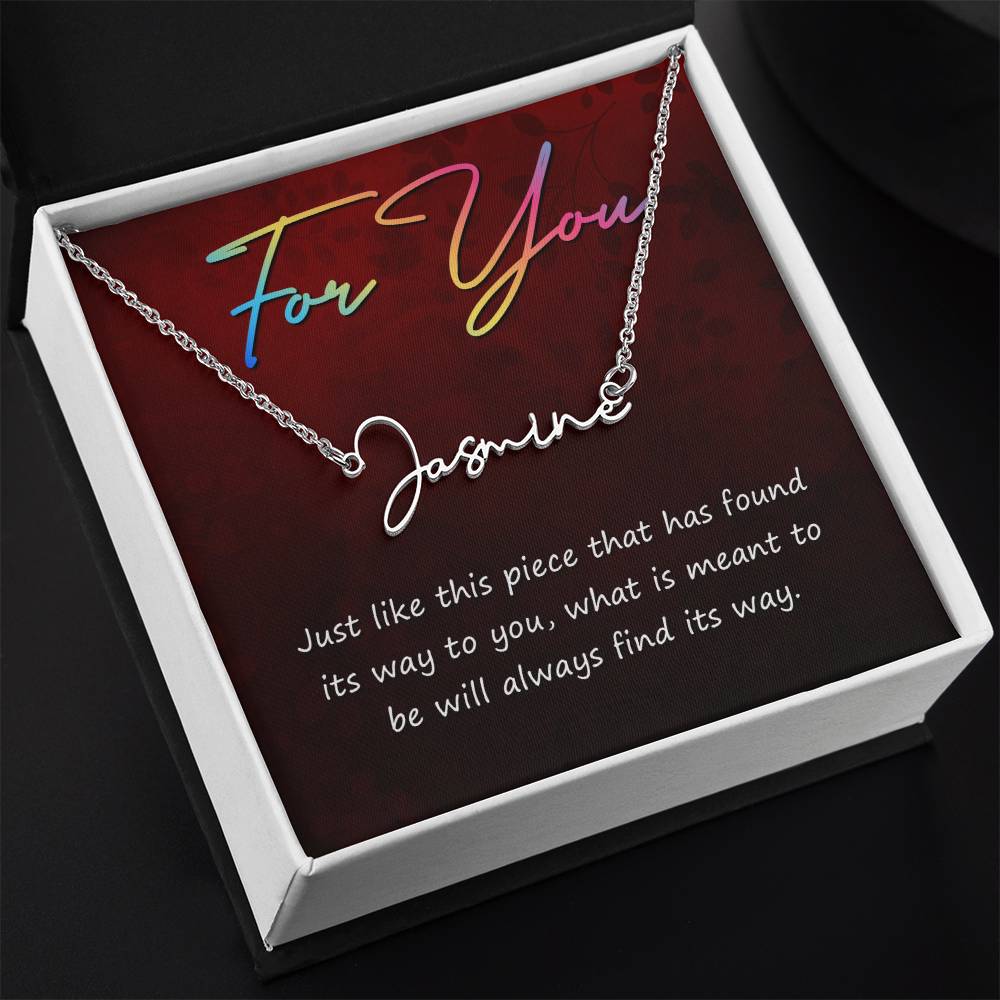 Script Name Necklace with For You message box