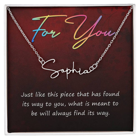 Script Name Necklace with For You message box