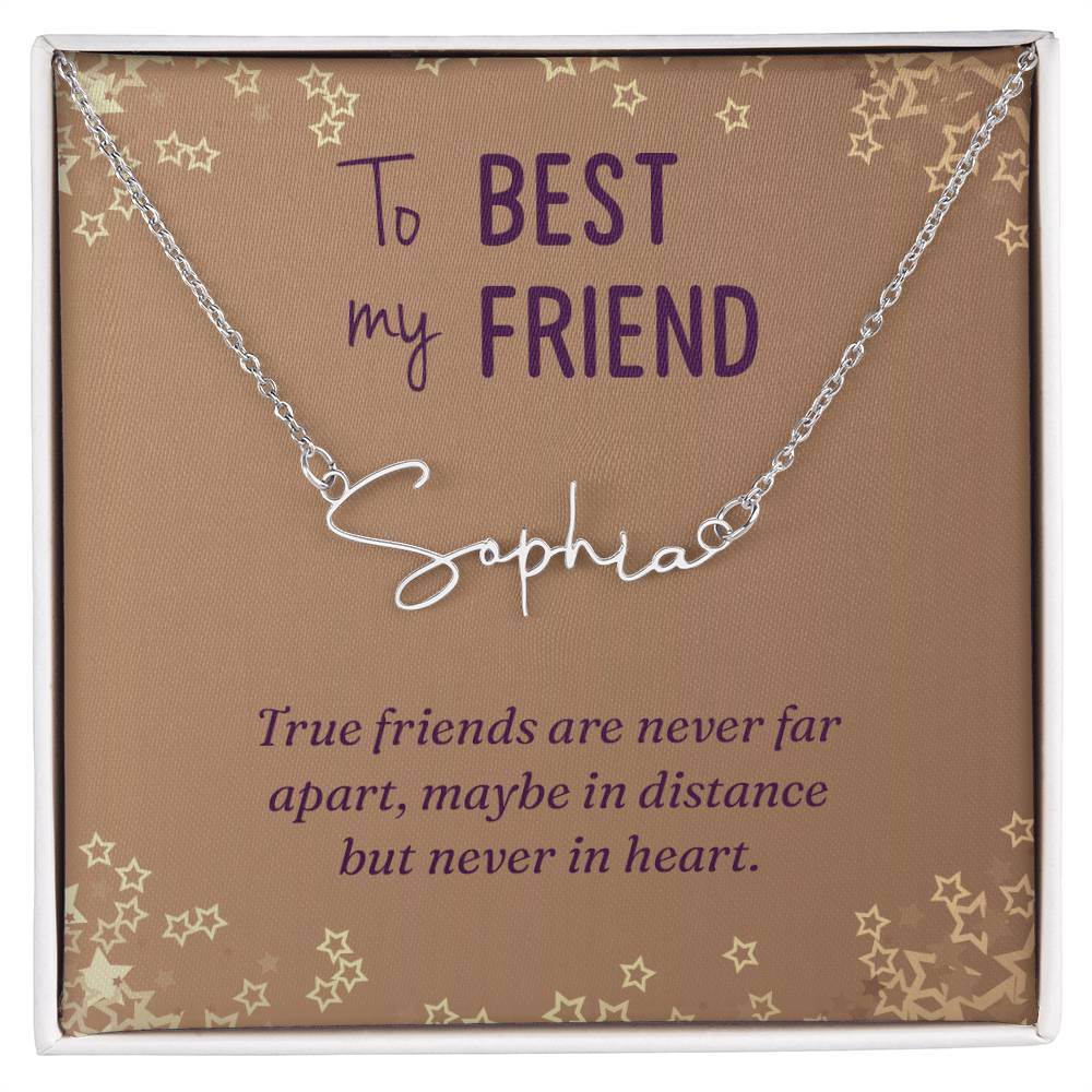 Collar con nombre de guión y cuadro de mensaje de mejor amigo