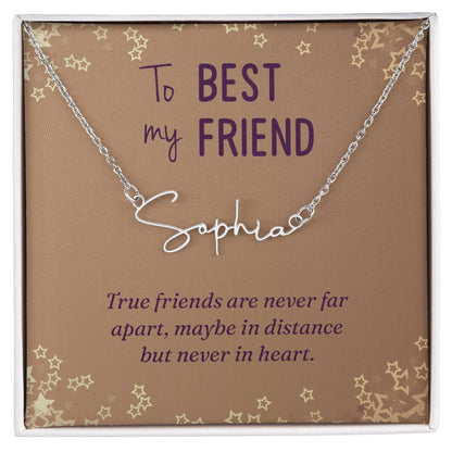Collar con nombre de guión y cuadro de mensaje de mejor amigo