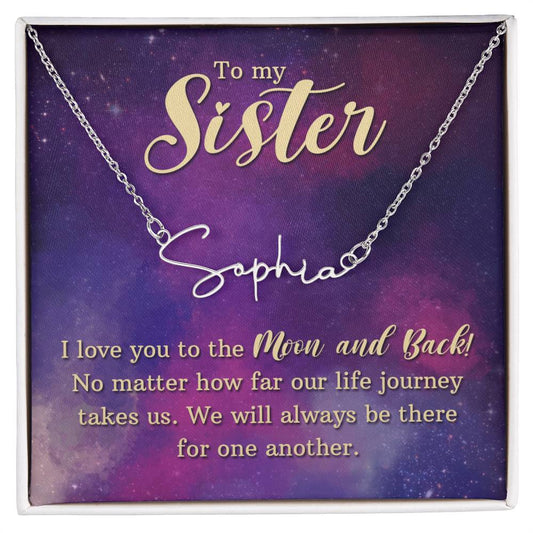 Script Name Necklace - Message Box to Sister