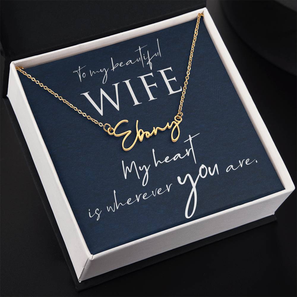 Script Name Necklace with Message Card  for Wife