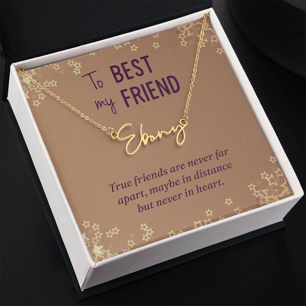 Collar con nombre de guión y cuadro de mensaje de mejor amigo