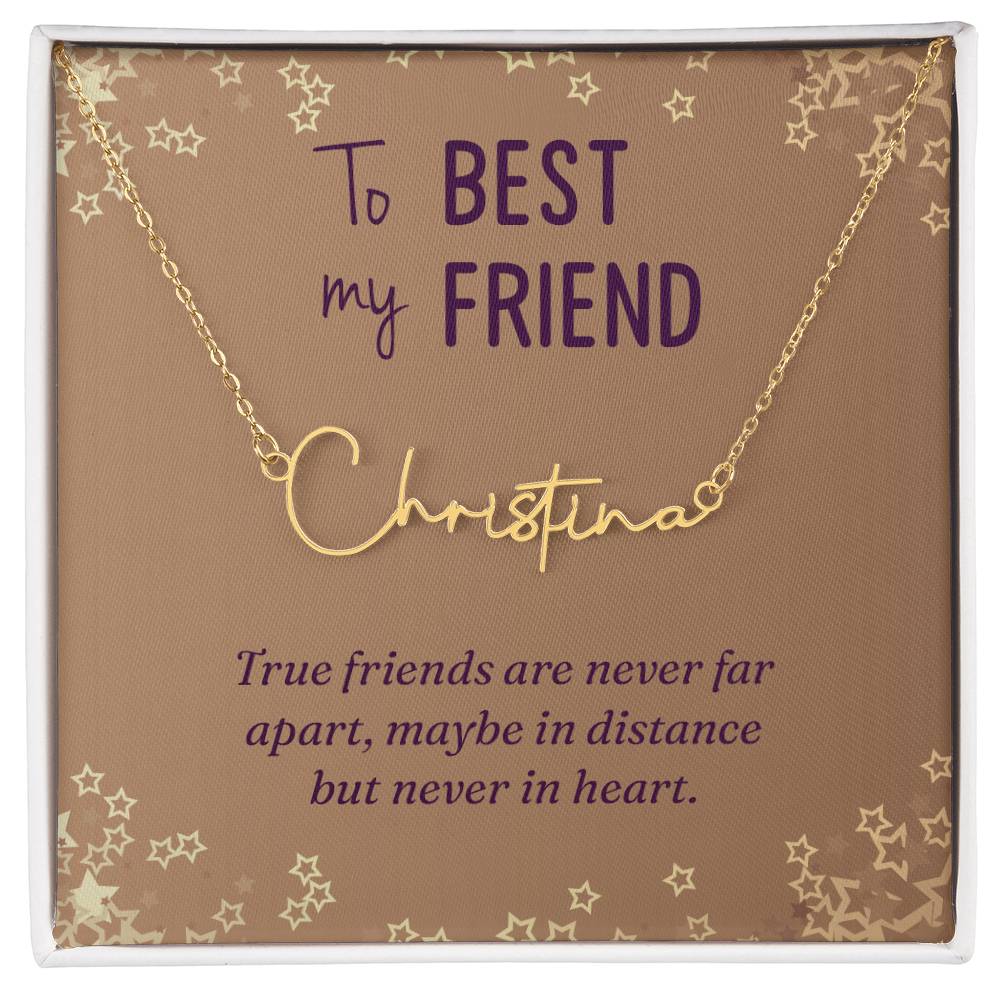 Collar con nombre de guión y cuadro de mensaje de mejor amigo