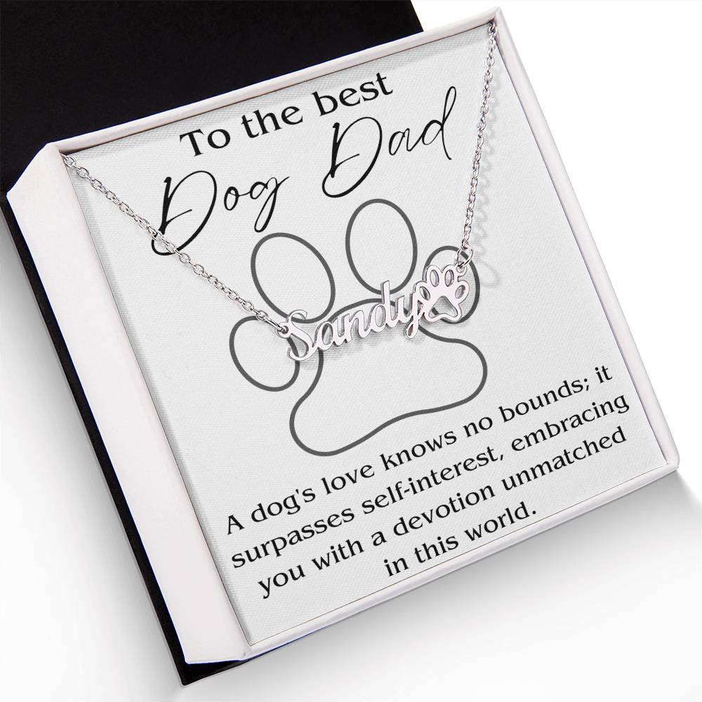 Dog Necklace with custom Dad box message