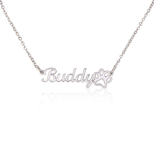 Name Necklace + Paw Print (No Message Card)