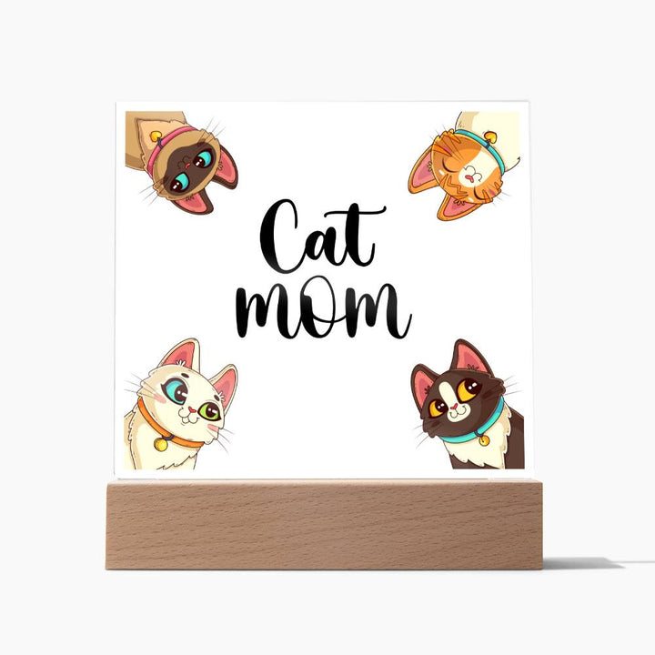 Cat Mom Acrylic Sign - Purr-fect Love Illuminated