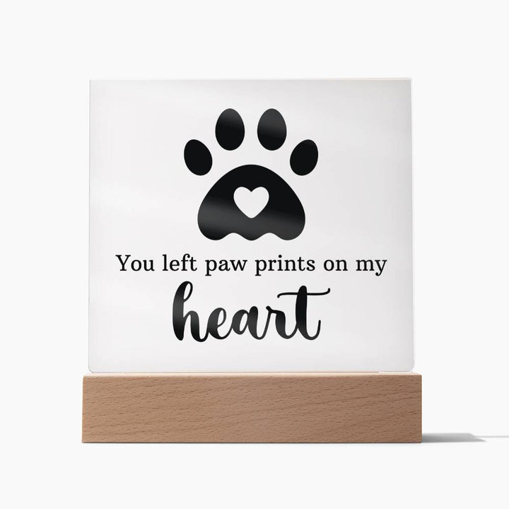 Paw Prints on My Heart Acrylic Sign - A Touching Tribute