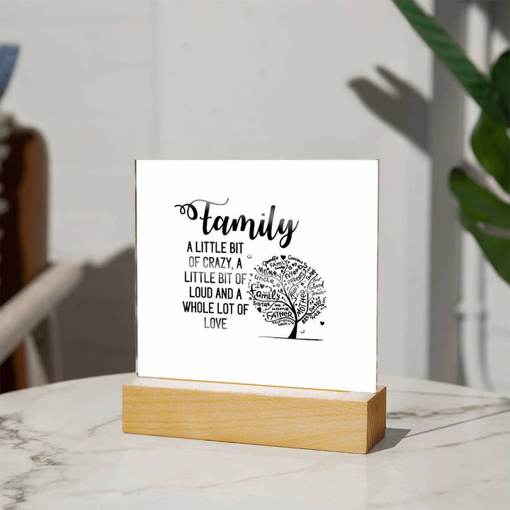 Family Love Square Acrylic Sign - A Centerpiece of Home and Heart