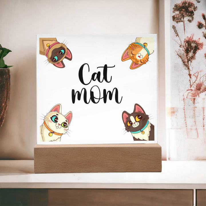 Cat Mom Acrylic Sign - Purr-fect Love Illuminated