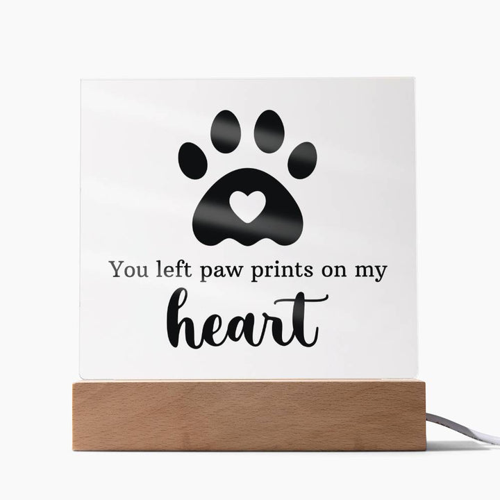 Paw Prints on My Heart Acrylic Sign - A Touching Tribute