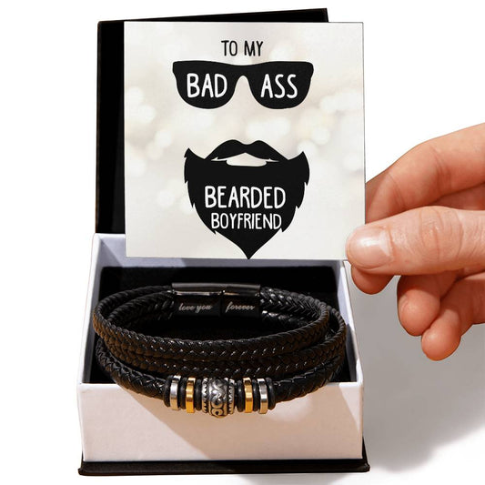 Love You Forever Men's Bracelet - Beard boyfriend message box