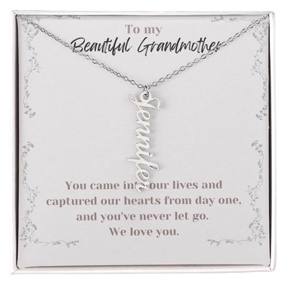 Multi Vertical Name Necklace Grandmother Message