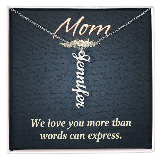 Collar con nombre multivertical con cuadro de mensaje para mamá