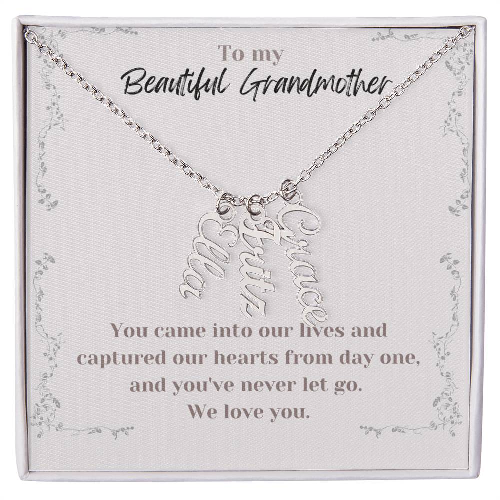 Multi Vertical Name Necklace Grandmother Message