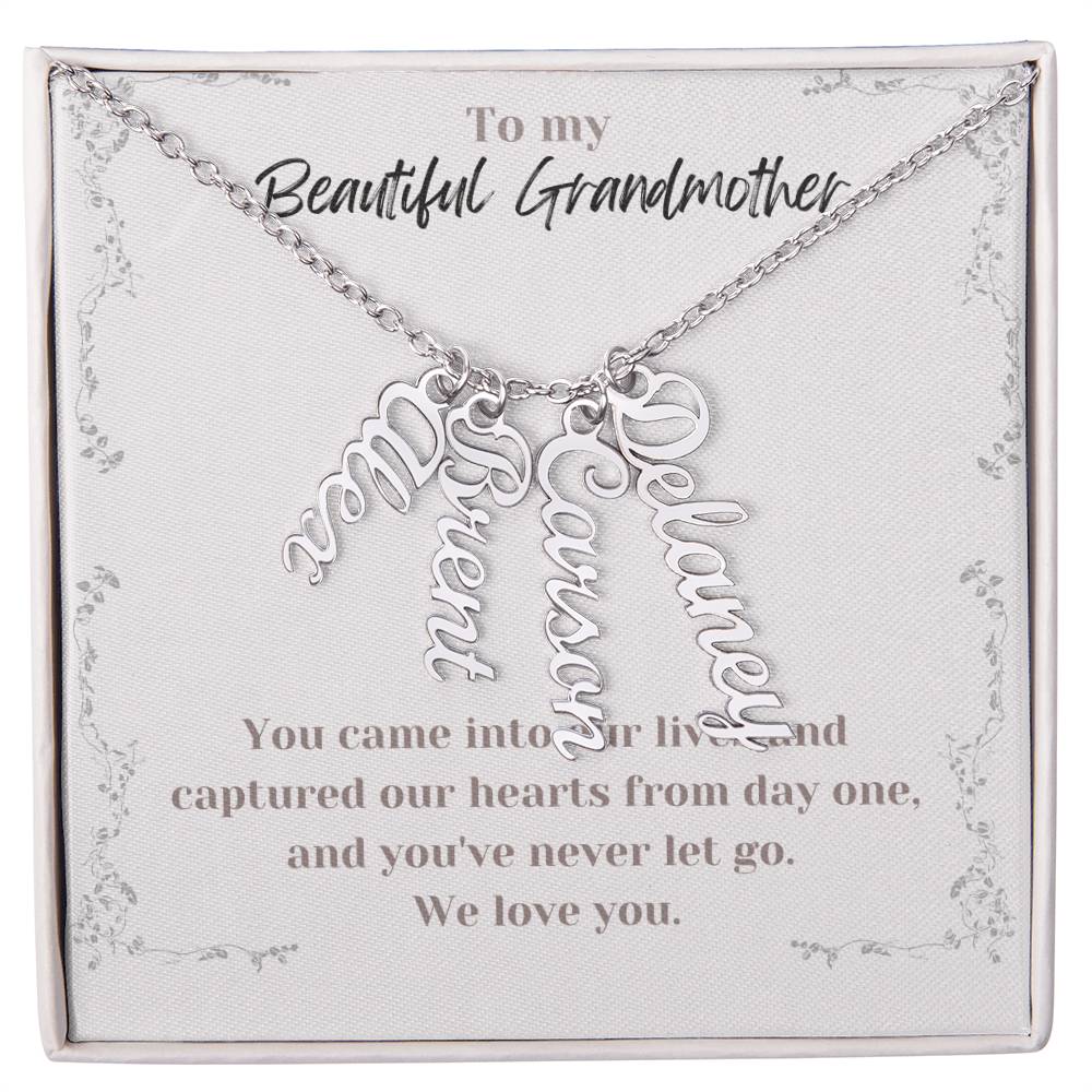 Multi Vertical Name Necklace Grandmother Message