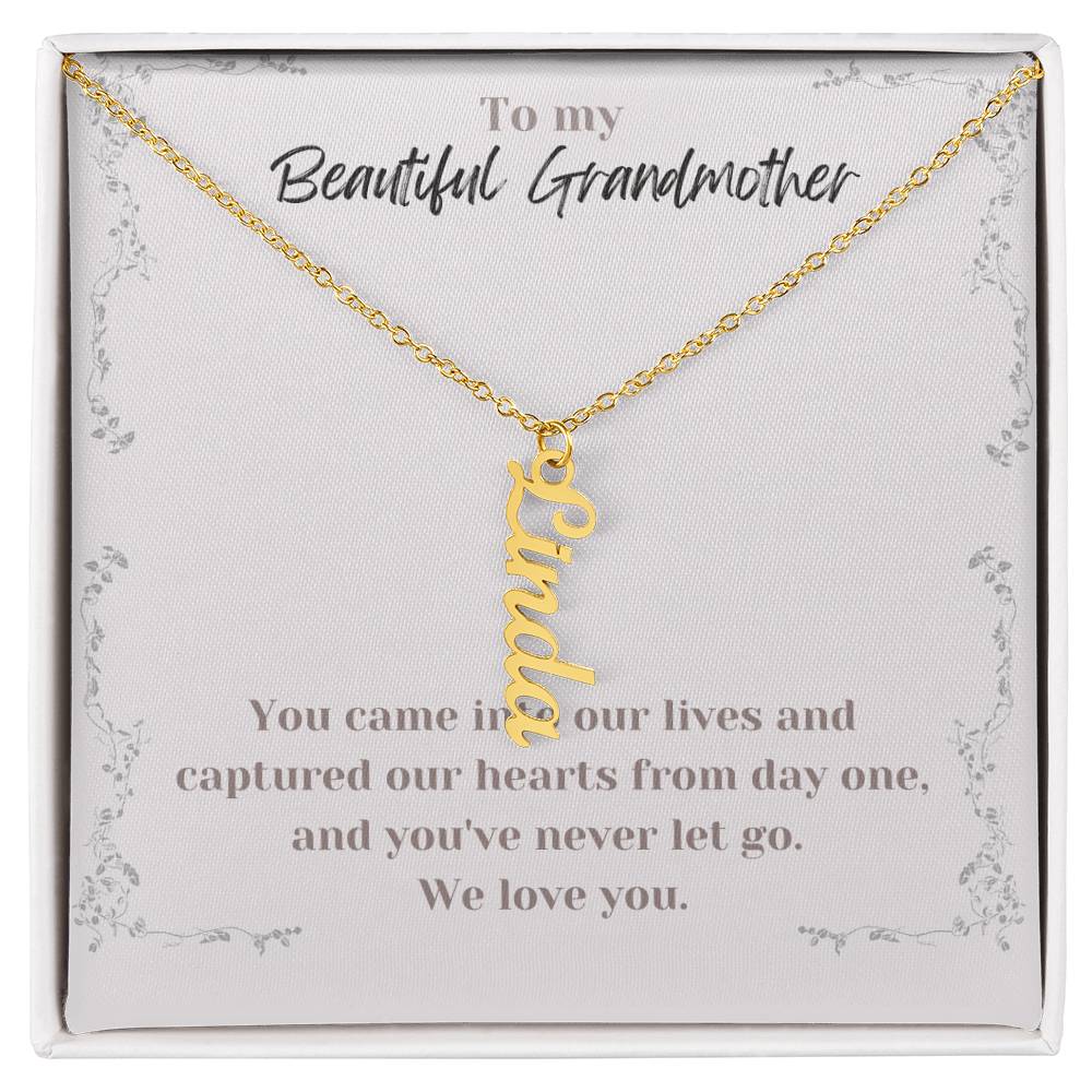 Multi Vertical Name Necklace Grandmother Message