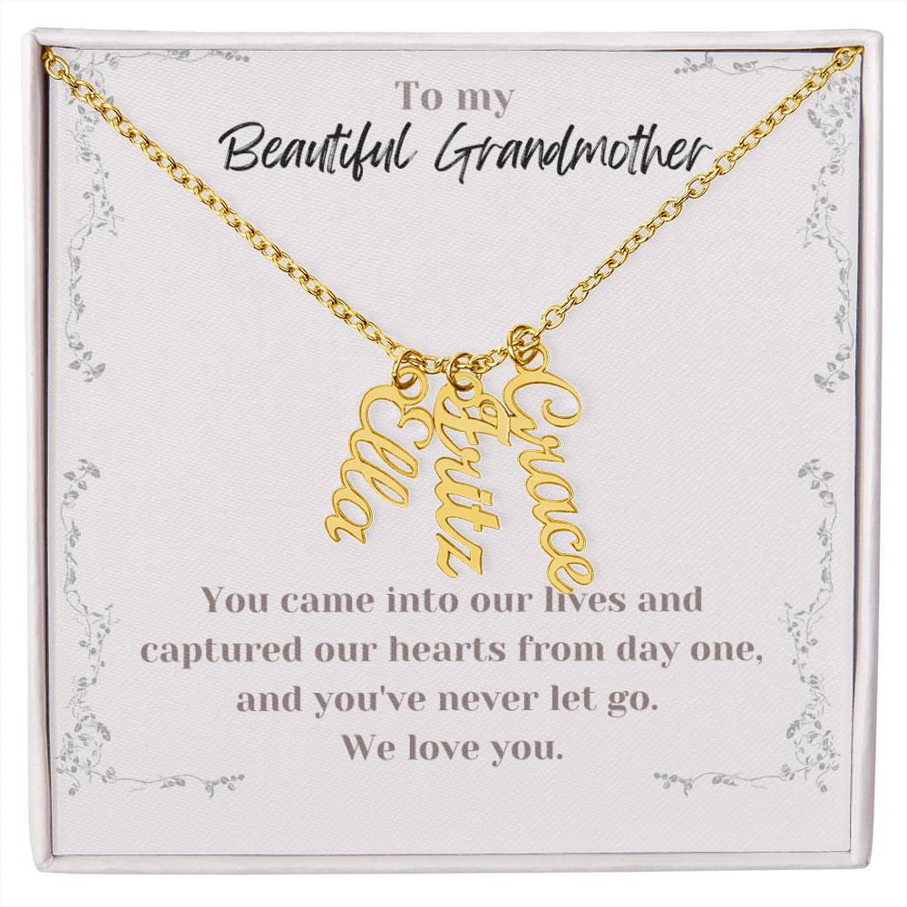 Multi Vertical Name Necklace Grandmother Message