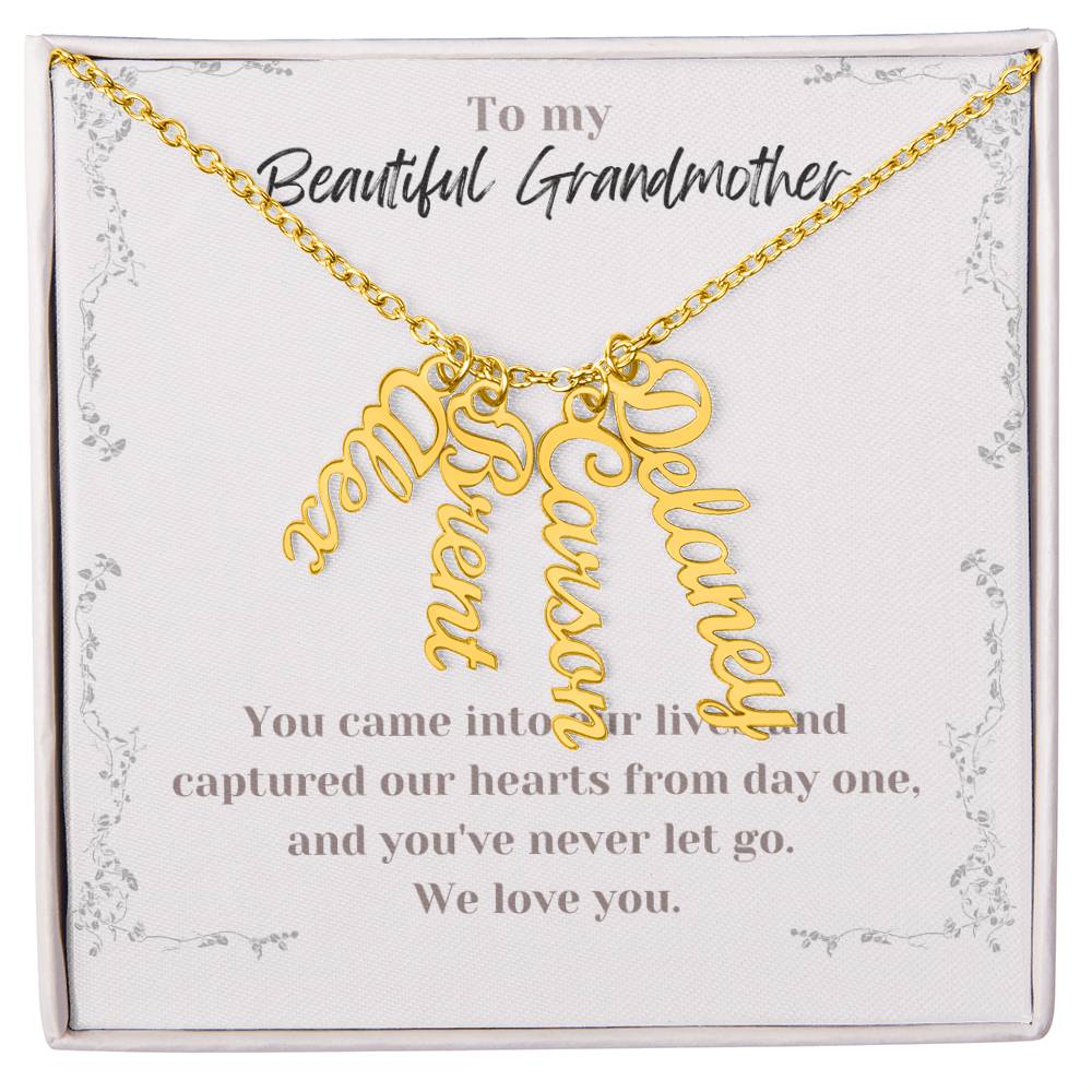 Multi Vertical Name Necklace Grandmother Message