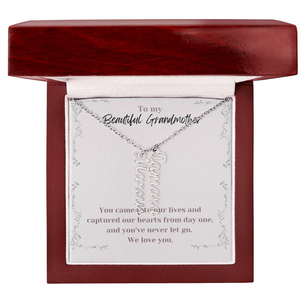 Multi Vertical Name Necklace Grandmother Message