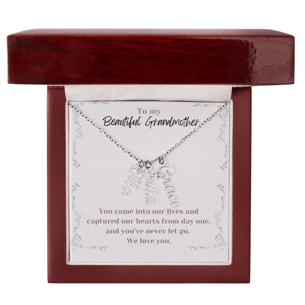 Multi Vertical Name Necklace Grandmother Message